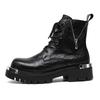 New Autumn and Winter Men's Boots Handsome Motorcycle Style Street Thick Soled Height Increasing Outdoor Leather Shoes