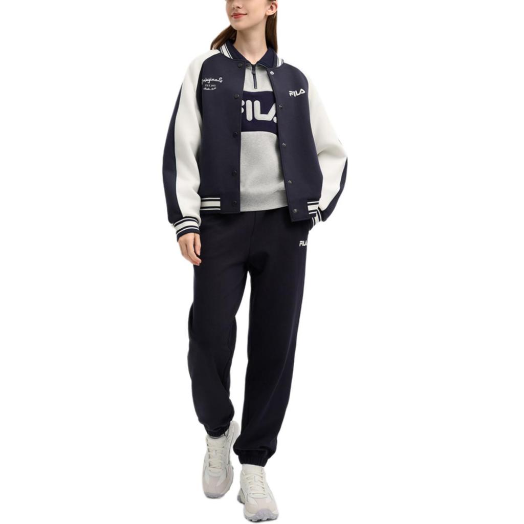 Fila Original Fashion Versatile Comfortable Baseball Jacket Women Jackets Secret-Mirror-Blue F11W519505FDB