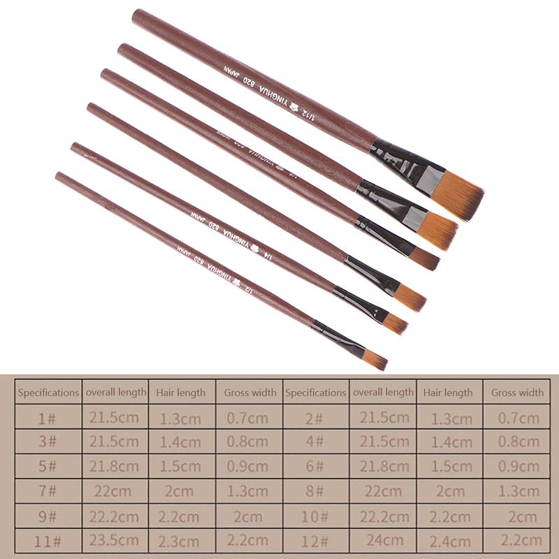 6 szt./zestaw pędzli artystycznych nylonowe pędzle do farb olejnych akrylowych artykuły akwarelowe