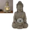 Buddha Statue Harz Buddha Skulptur mit Lampe für Außengartendekoration Heimornament