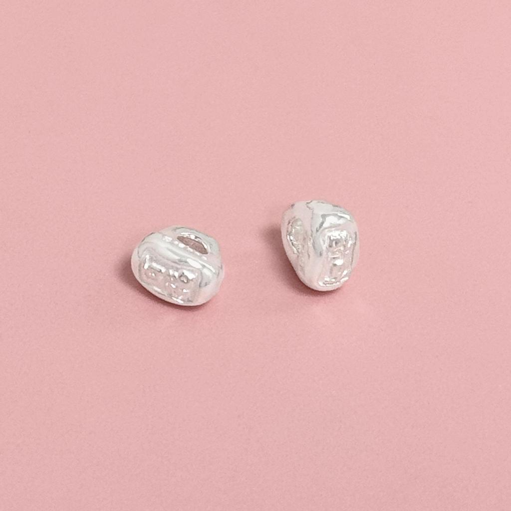 S999 Sterling Silver Good Luck Spacer Beads for DIY Crystal Bracelet or Necklace - Irregular Shape Rope Accessories