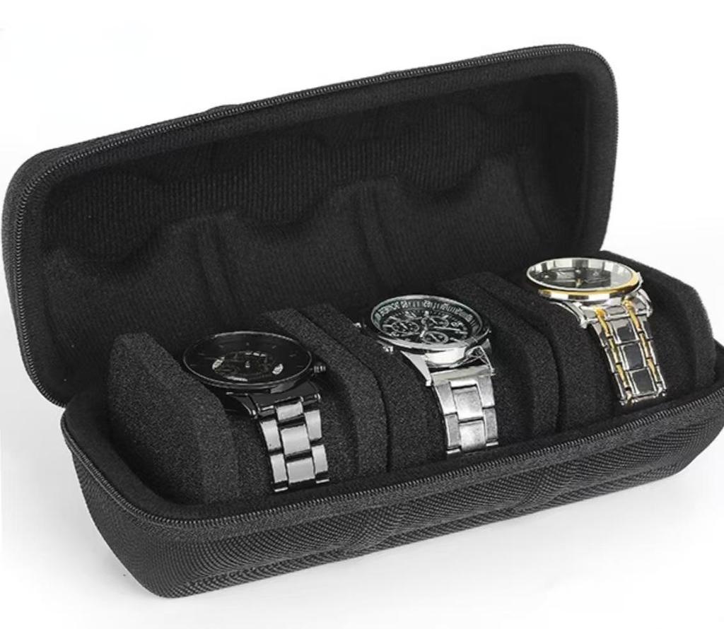 Portable Watch Organizer Bag, 5-Slot EVA Case for Jewelry and Watch Protection