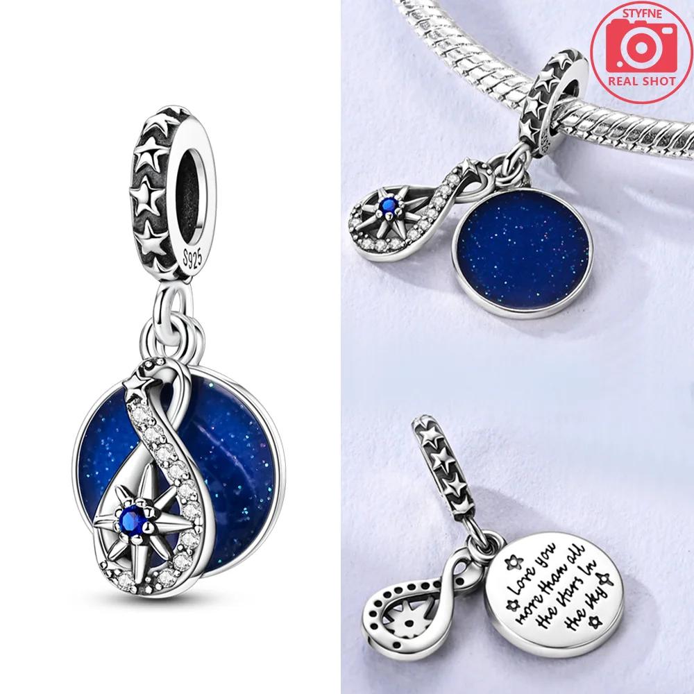 Charm Bead Charms Authentic Blue Star Shape Moon Sun Wishing Bottle Luminous Pendant Bead Charms Compatible With copper Bracelets Women Jewellery Maki