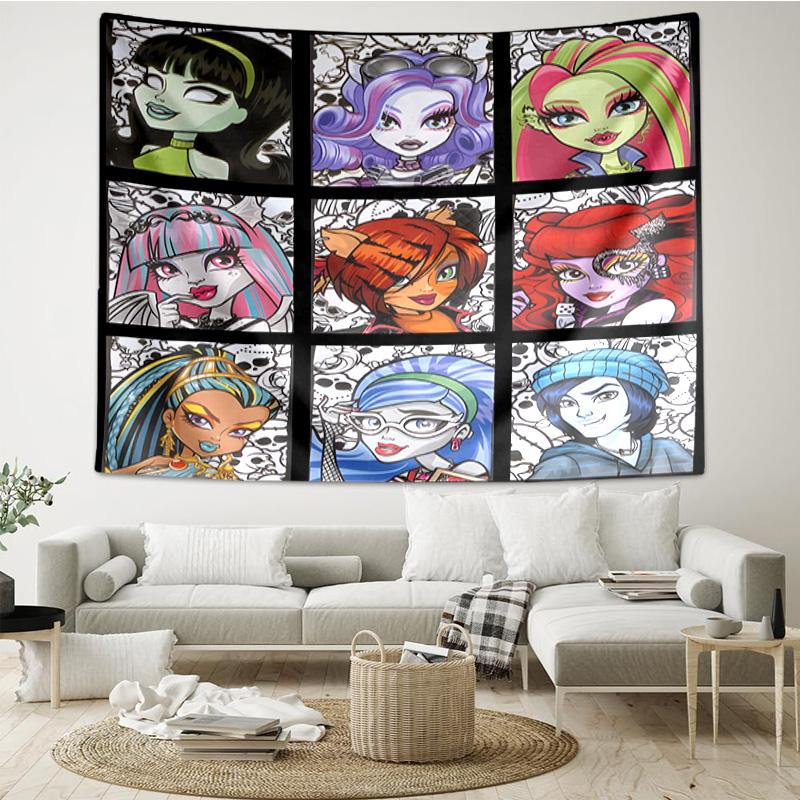 Monster-High Party Tapestry Hanging for Bedroom,Livingroom, Playroom,Decor Art Room Wall Tapestry Holiday and Birthday Gifts