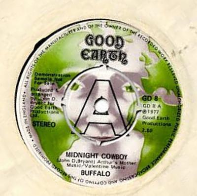 

7inch Record BUFFALO - Midnight Cowboy GD8PROMO Good Earth 1977 UK Pop Used