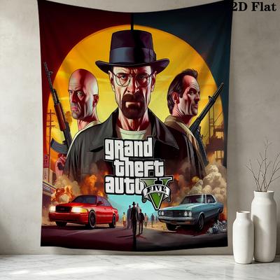 Grand Theft Auto Duvar Gobleni Estetik Duvar Askısı Baskılı Kumaş Battaniye Yatak Odası Oturma Odası Ev Dekorasyonu İçin Dekoratif Goblenler