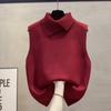 2026 Lässiger Stil Gestrickte Weste Weste Revers Damen Pullover Ärmellos Einfarbige Lockere Einfache Oberteile Elegante Mode Herbst Winter Basisbekleidung