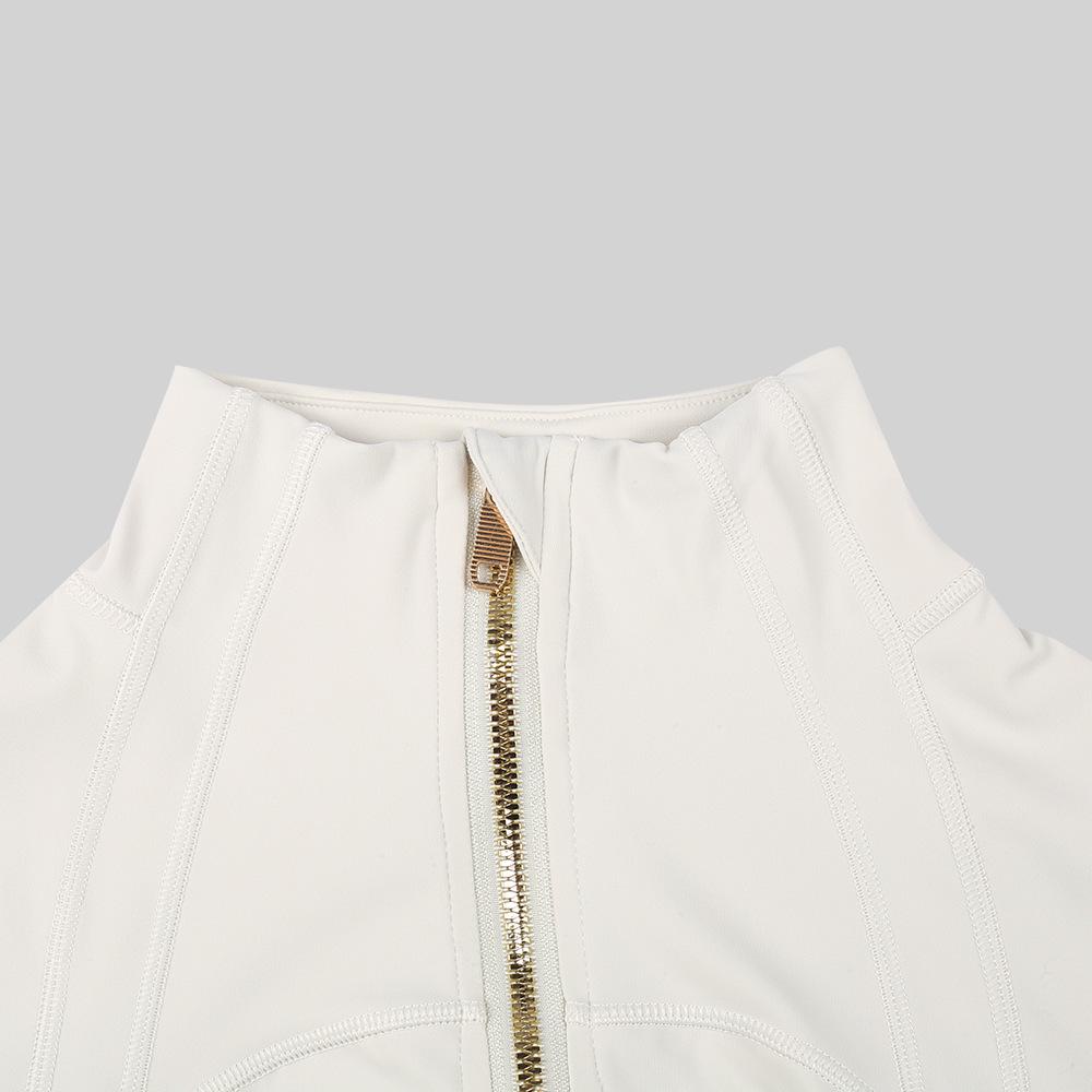 LULULACIE Women's Gold Zipper Stand-up Collar Slim Fit Sports Jacket