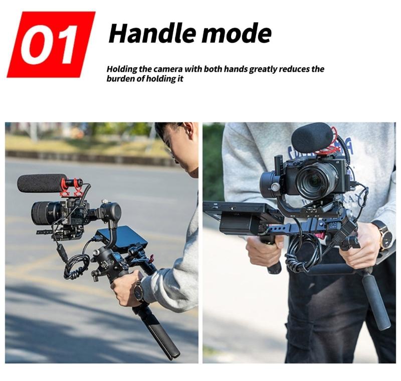 Portable Ergonomic Camera Handle 5 1/4inch Screw Holes 2 Cold Shoe Mounts For SC2/S3 Camera Professional Filming