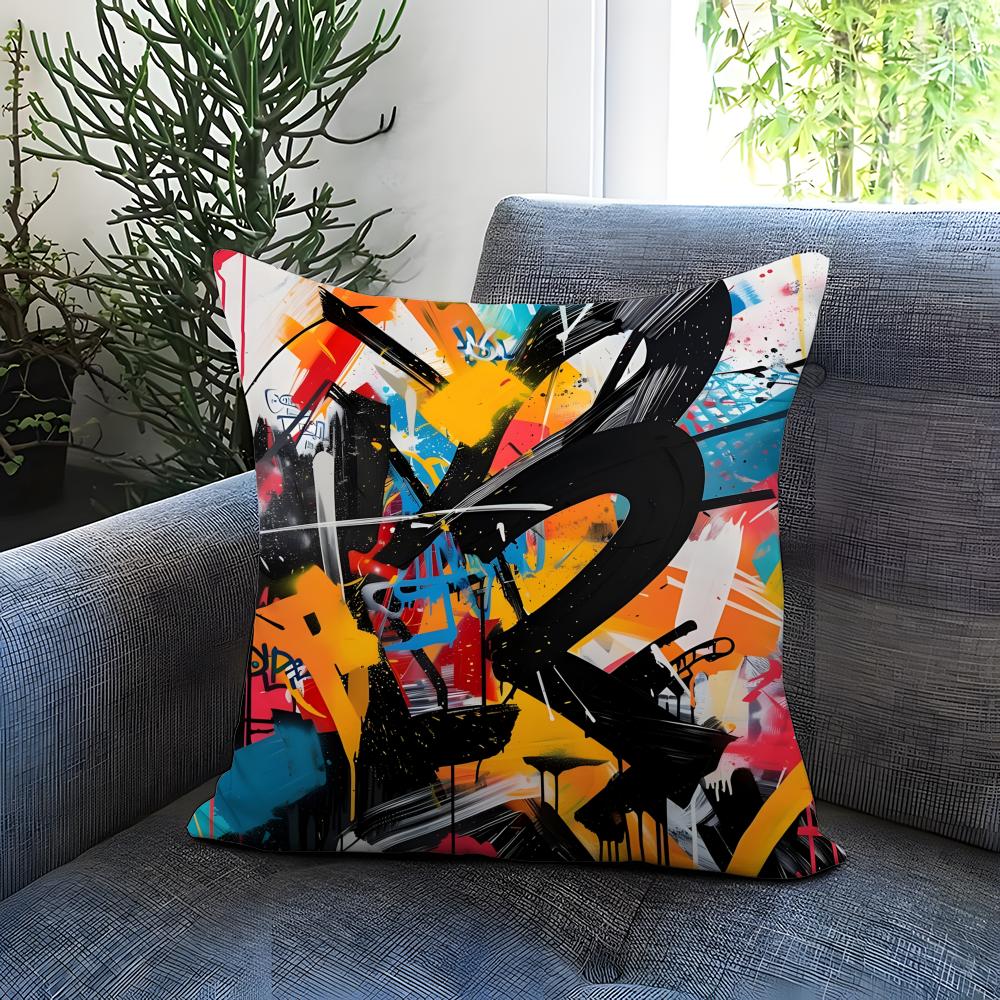 Street Graffiti Texture Cushion Cover Comfortable Reversible Pillow Cover Ideal for Car Sofa Bedroom  Beyond