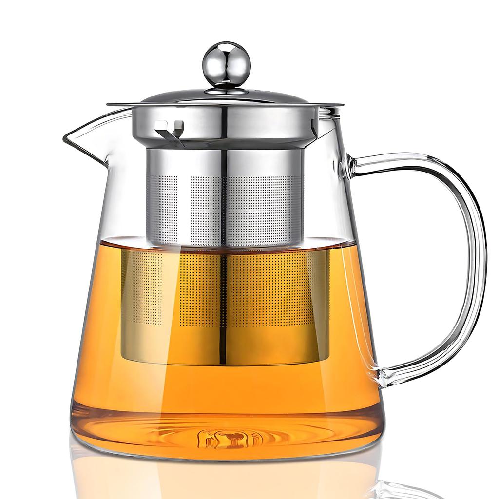 Glass Teapot, Tea Pot with Removable Infusers for Loose Tea, Borosilicate Glass Tea Kettle Tea Maker Stovetop for Party, Camping,Travel (550ML)