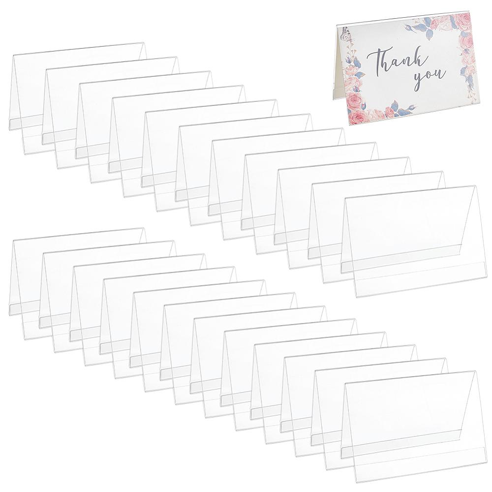24pcs Name Plastic Table Top Display Stand Clear 15x7.5cm