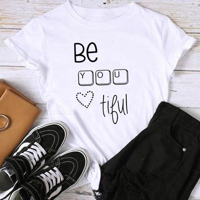 (Asiatische Größe) Mode Druck Brief Trend Schöne Stil Niedliche Weibliche Casual frauen Top Casual T Kleidung Graphic Tee Kurzarm T-shirt