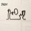 Funny Bathroom Wall Sign, 3D Printed Minimalist Line Art Toilet Wall Art, Black Modern Home Decor for Bathroom Washroom