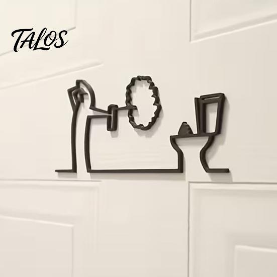 Funny Bathroom Wall Sign, 3D Printed Minimalist Line Art Toilet Wall Art, Black Modern Home Decor for Bathroom Washroom