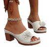 Women's Wide Width Roman Style Sandals, Floral Decor Lightweight Platform Slides, Minimalist Wedge Slippers for Women
