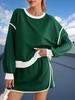 Women's Two Piece Oversized Crop Sweatshirt and High Waist Skirt Set Tennis Running Sport Outfit