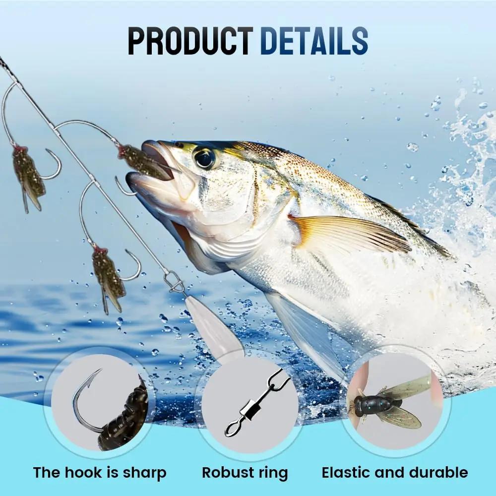 Multi Hook Artificial Fly Fishing Bait Set 3D Biomimetic Fly Fishing Bait Fast Attack Fly Bait Manual Bait Set for Various Fish