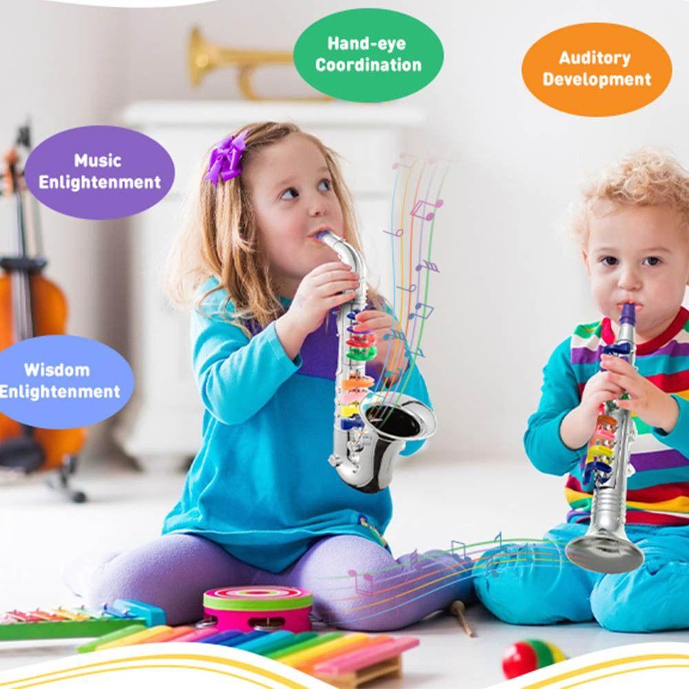Simulated Musical Kids Saxophone Toy Silver Gold Simulation Clarinet Toy  Play House
