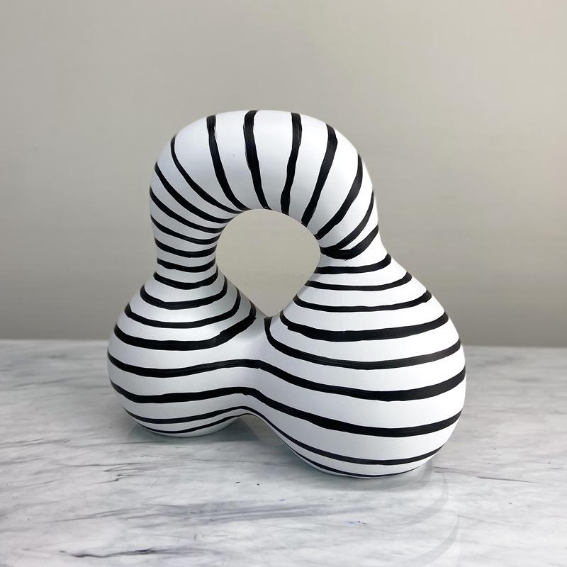 Nowoczesne Minimalistyczne Nordyckie Minimalistyczne Czarne i Białe Paski Geometryczne Abstrakcyjne Ozdoby Model Domu Biuro Sprzedaży Miękkie Dekoracje