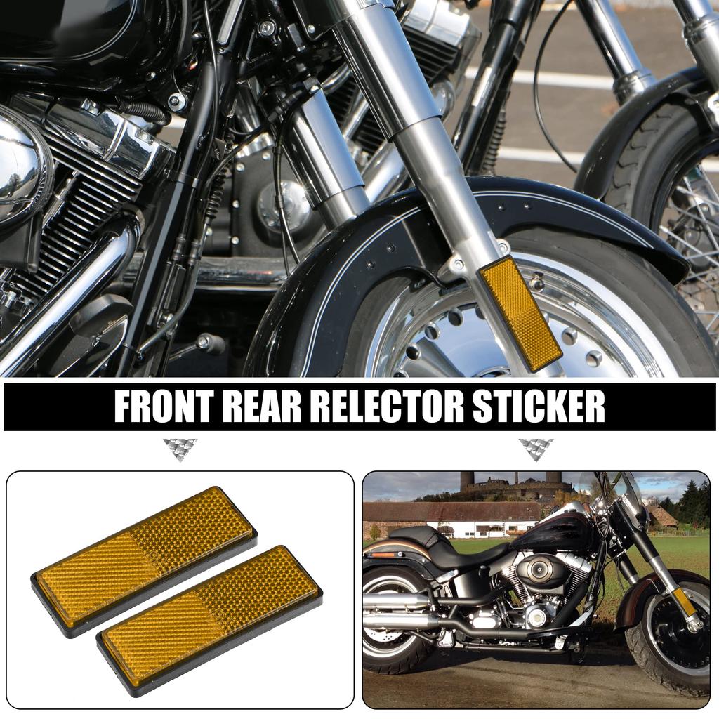 uxcell 2pcs Front Lower Fork Reflector Sticker Rear Saddlebag Reflective Cover Universal Yellow