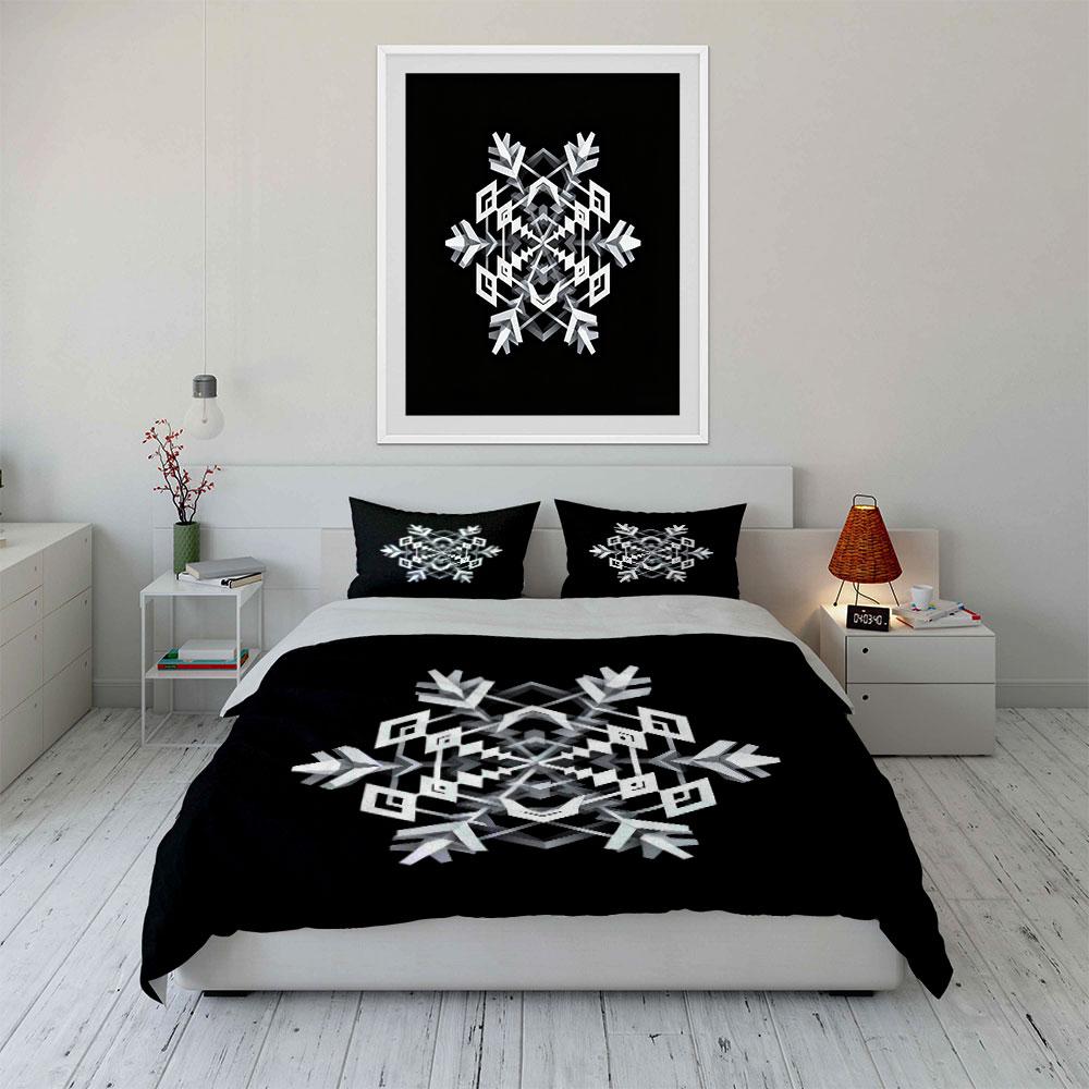 Geometric Snowflake Wall Decor Set Soft Comfortable Duvet Cover Bedding Set Included 1*Duvet Cover & 2*Pillowcases, Gift