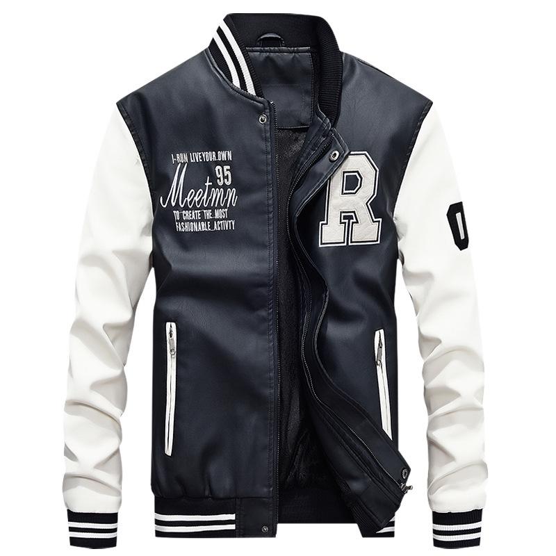 Young Men's Casual PU Leather Jacket, Baseball Stand Collar – Trendy Spring/Autumn Outerwear 7701.