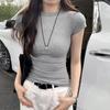 Basic Solid Crop Top Kurzarm Rundhals Skinny T-Shirt Sommer Casual Tee für Damen y2k Vintage Top Harajuku Streetwear