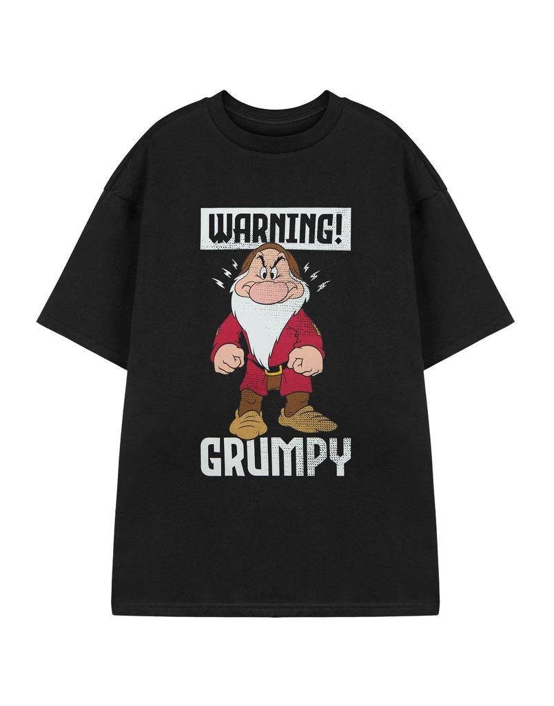 Disney Snow White & The Seven Dwarfs Warning Grumpy Short Sleeved 100% Cotton T-shirt Mens Tees Top Mens