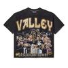 T-shirt Oversize Streetwear Retrò Americana con Stampa Scura e Effetto Usurato
