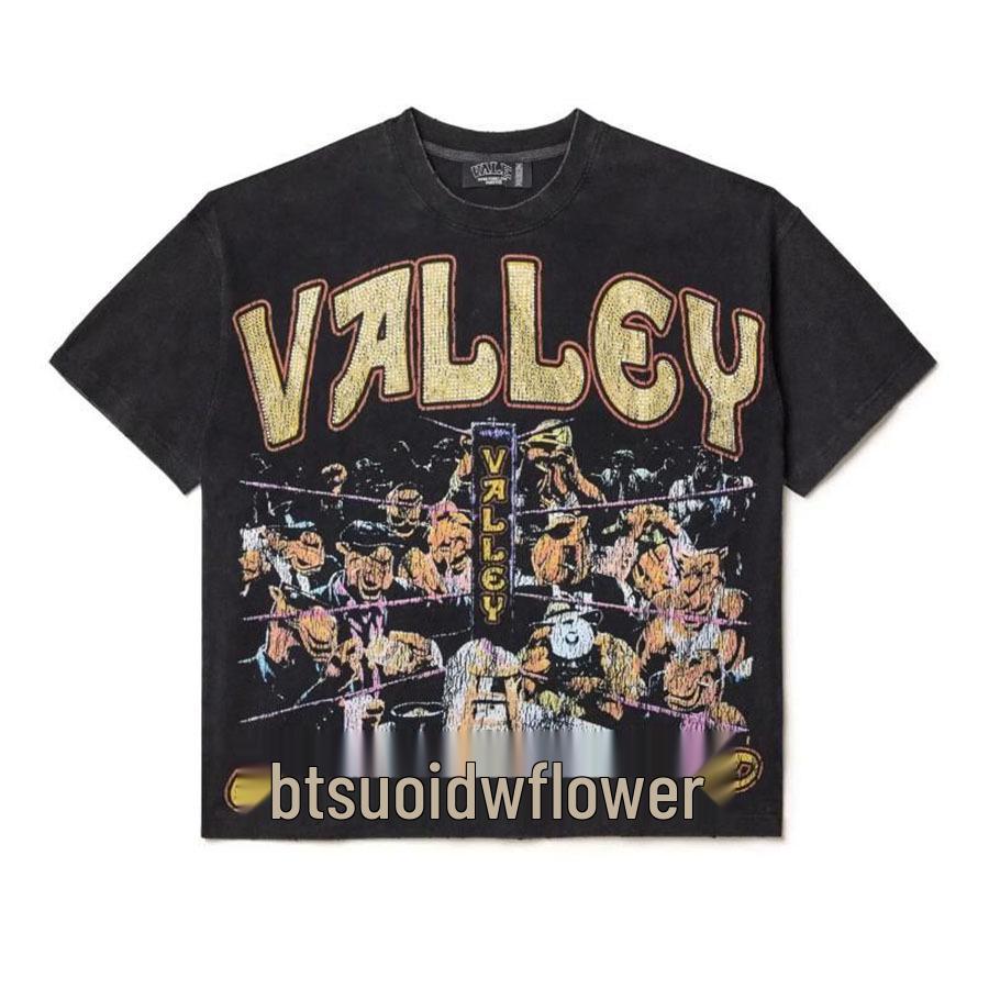 T-shirt Oversize Streetwear Retrò Americana con Stampa Scura e Effetto Usurato