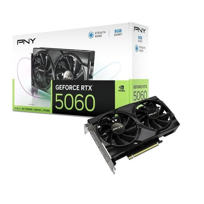 PNY - Carte Graphique - GEFORCE RTX™ 5060 - 8GB - Dual Fan - DLSS 4