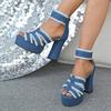Chunky Heel Sandals Summer New Round Head Open Toe Back Zipper Waterproof Platform Anti-slip Wear-resistant High Heels