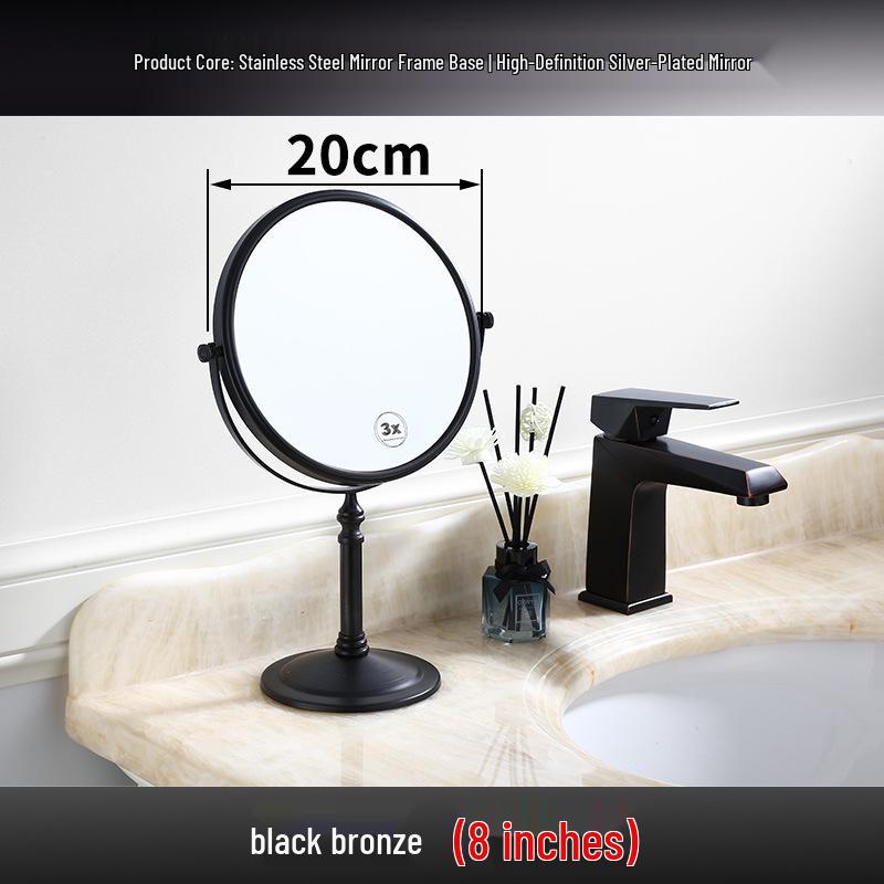Black Double-Sided Standing Quartz Makeup Mirror for Dressing Table