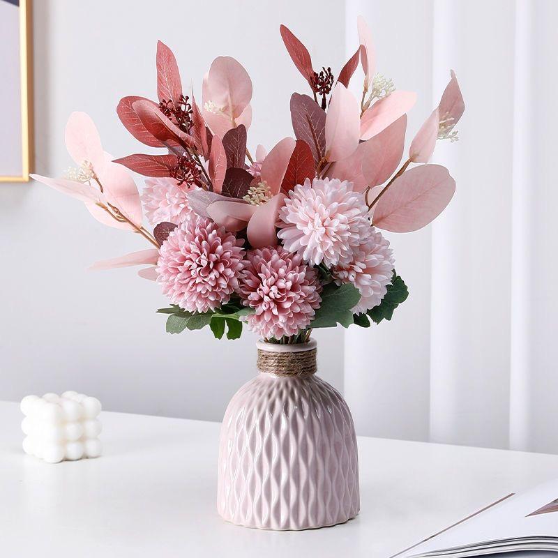 Nordic Ceramic Vase with Hemp Rope – Decorative Bottle for Living Room & Office