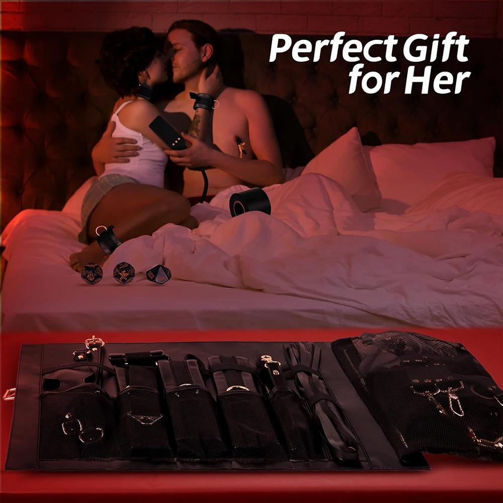 Erotic Set Sexy Leather Plush Sex Toys Bondage Kit Handcuffs Feather Blindfold Flirt Exotic Accessories Couples Adult Games