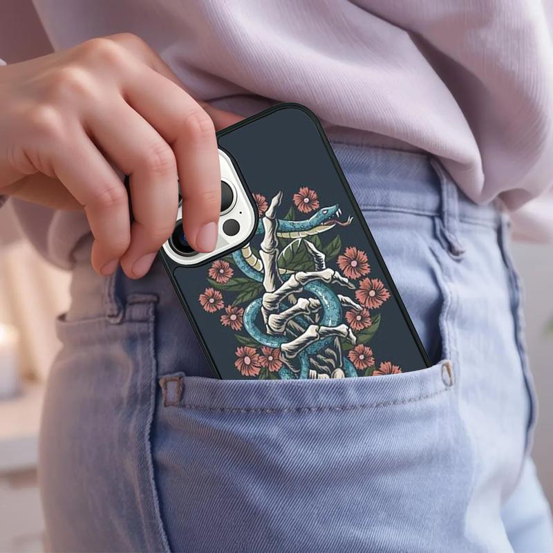 Hand Snake Flower Phone Case For iPhone 17 Air 15 16e 14 13 Pro Max Coque 12 11 Pro Max PLUS cover