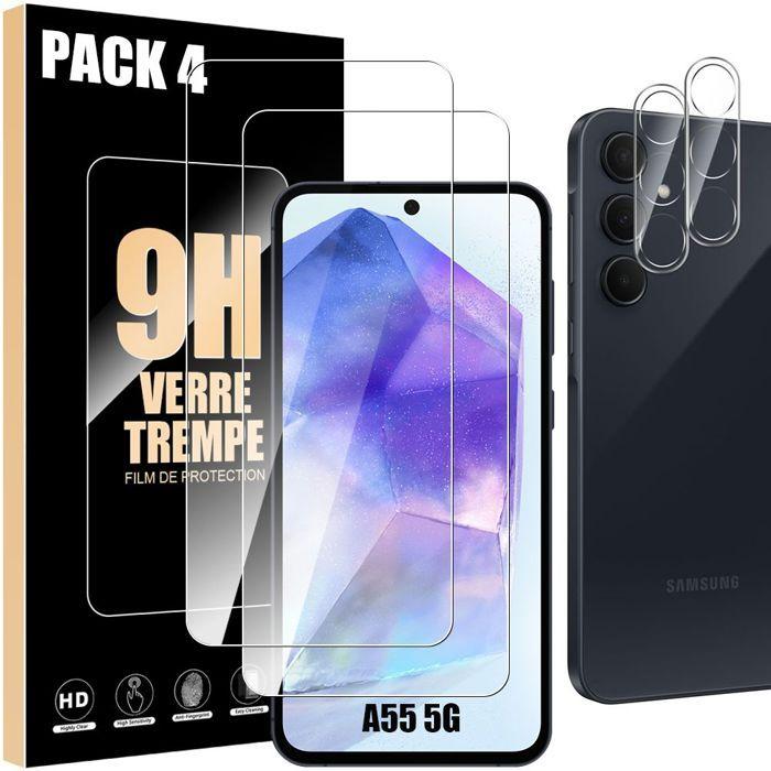 Verres Trempés - Booling - pour Samsung Galaxy A55 5G - 2 Ecrans - 2 Caméras - Résistance 9H