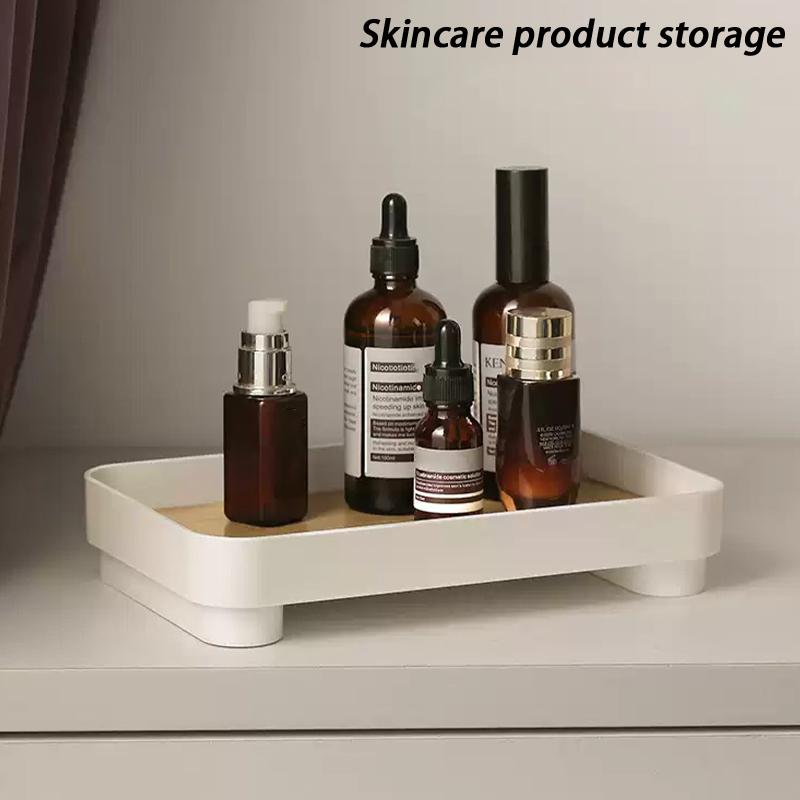 Square Tray Wooden Skincare Product Display Key Desktop Organizer