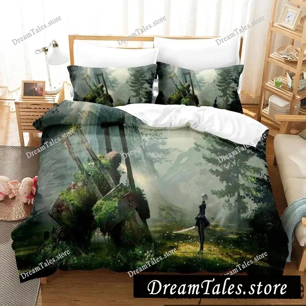 Home Textile Cartoons NieR Automata 2B Cover Duvet Cover Pillow Case Boy Girl Polyester Bedding Set King Queen Twin Size