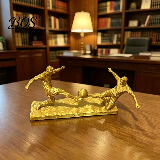 Soccer Desktop Decoration Player Statue, 3D Printed 2 Men Playing Figurine, Sports Football Figurine Collectible Table Sculpture for Home, Office