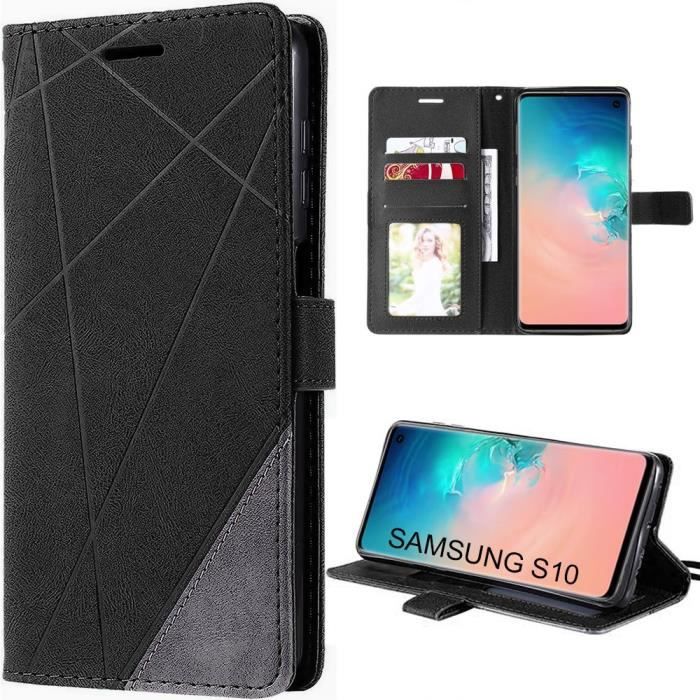 Coque pour Samsung Galaxy S10 Noir Anti-Choc Anti Rayure Souple Porte-Carte