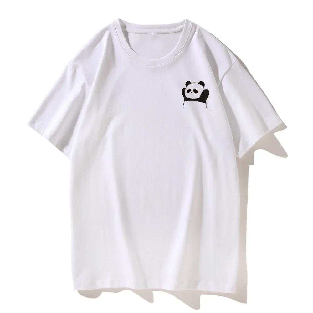 Interesting Cartoon Surrender Panda Print Couple T-shirt Top Casual Short Sleeve Summer Short Sleeved Harajuku Streetwear Casual
