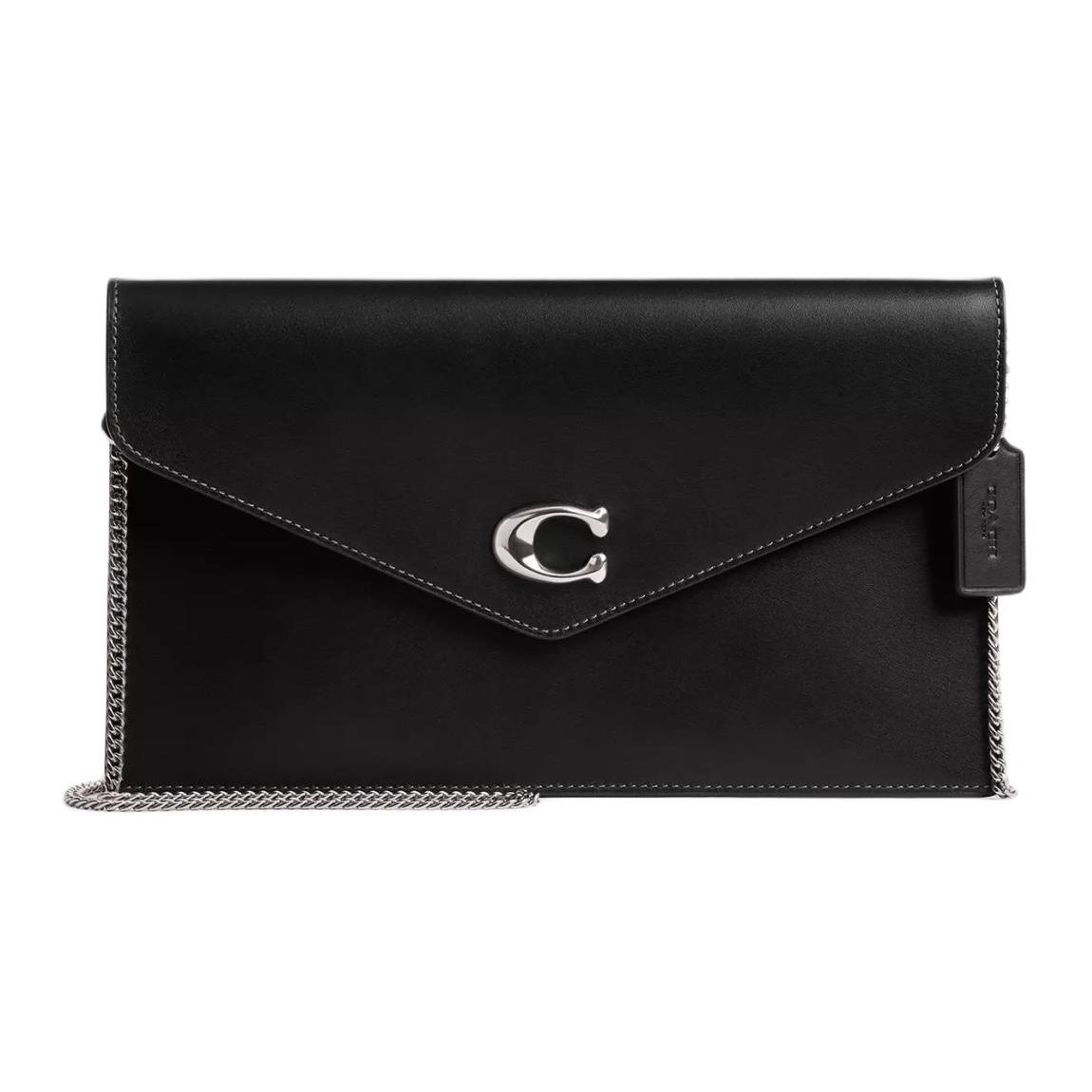 Coach Essential 27 Logo Chain Shoulder Strap Crossbody Clutch Bag Large Women handbags Silver Black CR633-LHBLK Basic Set BagDust Bag 22500₽