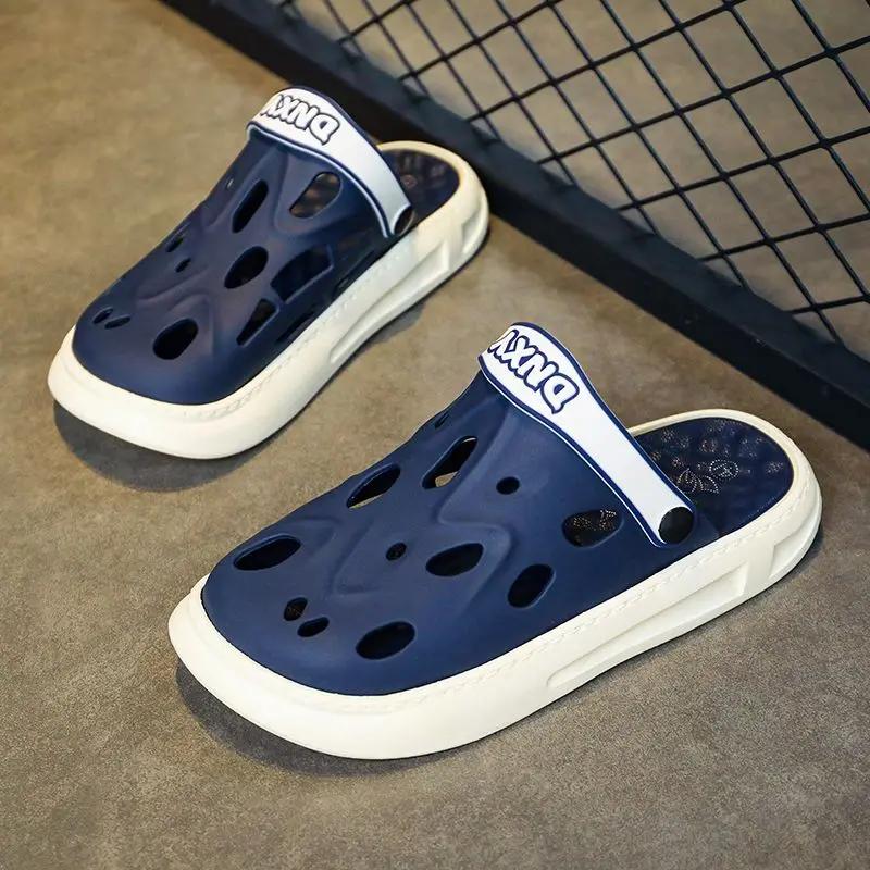 

Hole Men s Shoe Half Mules Slides Platform Beach Rubber Mascullino Summer Sale Pvc 2026 Fashion Style Original Y2k Male Slipper 45