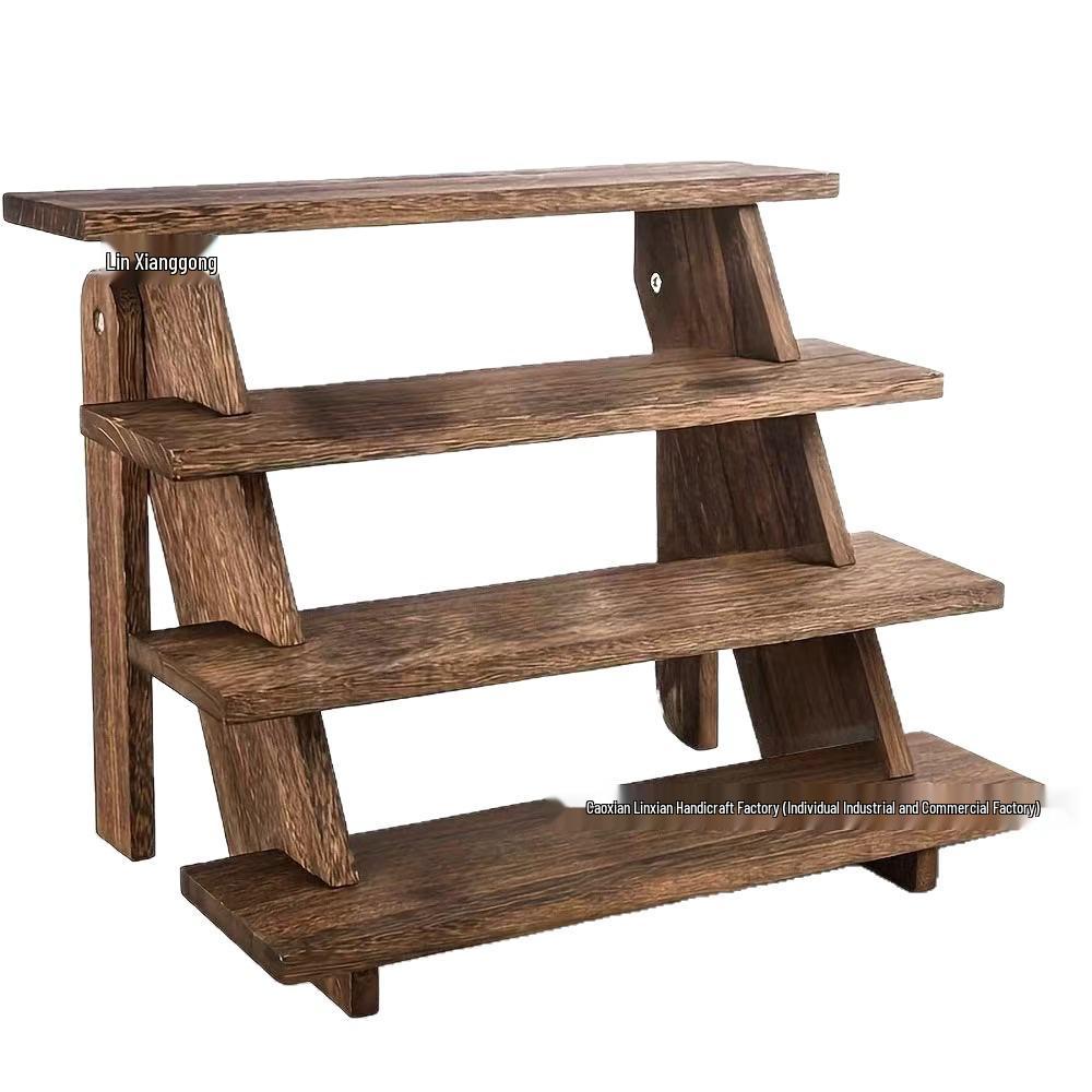 Wooden Ladder-Style Shelf: Multi-Purpose Display for Cupcakes and Potted Plants