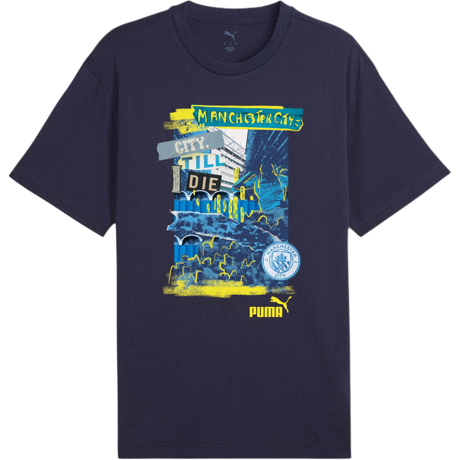 

Puma Logo Print Loose Fit Crew Neck Short Sleeve T-Shirt Men Tops Blue 779123-37 L