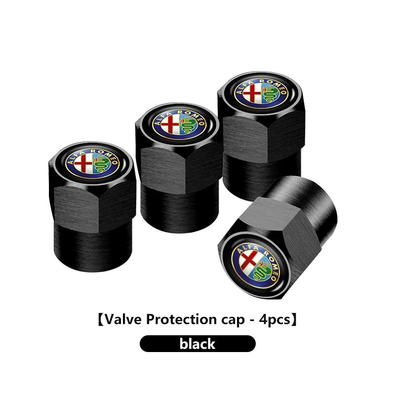 Car Stickers For Alfa Romeo 4pcs Car Wheel Tire Valve Caps Stem Case With Logo Car Styling For Alfa Romeo GT Stelvio F1 Brera Vo