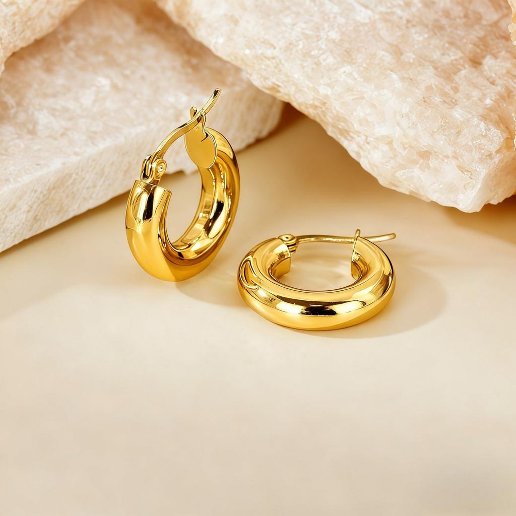 1 Pair Stylish Exquisite Circular Geometric 304 Stainless Steel C Shaped Hoop Earrings For Women Men Jewelry Gift