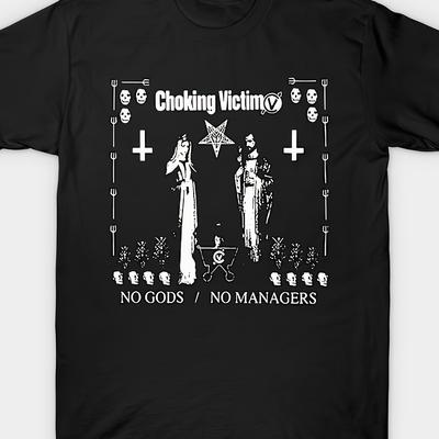 Beauty Tide Hip Hop Choking Victim Punk Rock Pattern T-shirt Summer New Men and Women Retro Fashion Streetwear